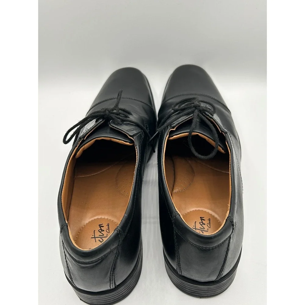 Clarks Collection Tilden Cap Men Black Leather Derby Dress Shoes Size 14 M
